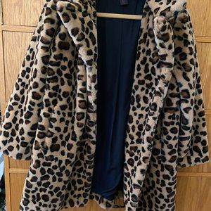 Christian Siriano Faux Leopard Print Coat